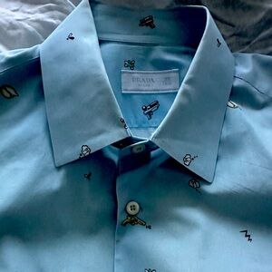 Prada men’s shirt, blue, waterguns desing